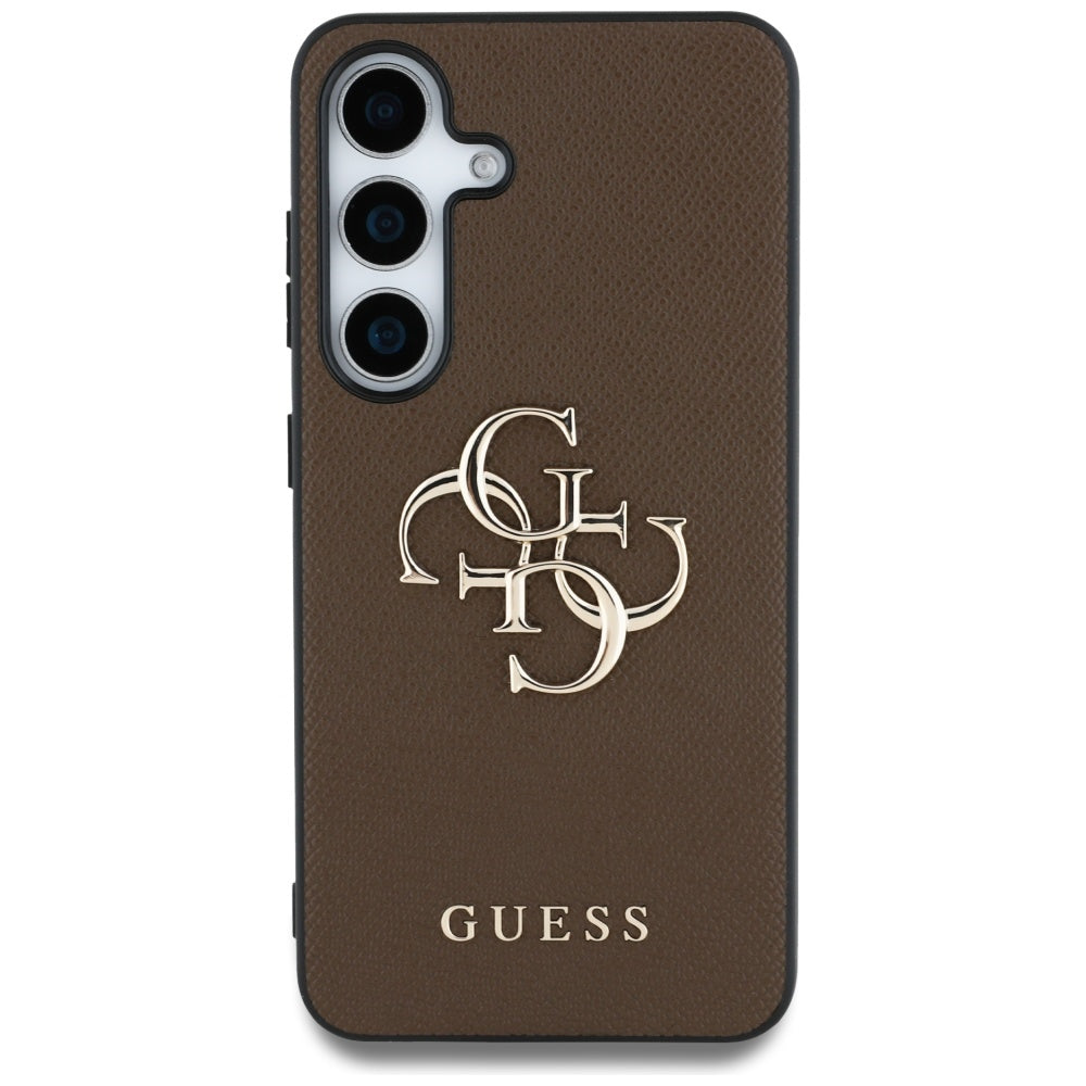 Guess Grained Big 4G Logo Small Classic Logo to Samsung Galaxy S25 Plus brown