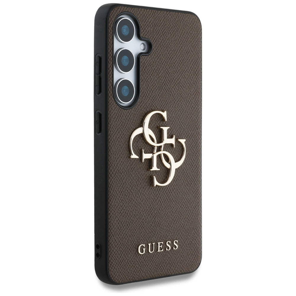 Guess Grained Big 4G Logo Small Classic Logo to Samsung Galaxy S25 Plus brown