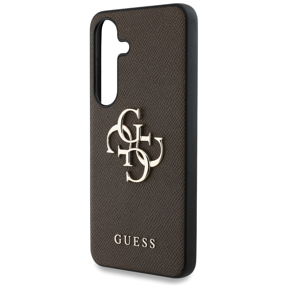 Guess Grained Big 4G Logo Small Classic Logo to Samsung Galaxy S25 Plus brown