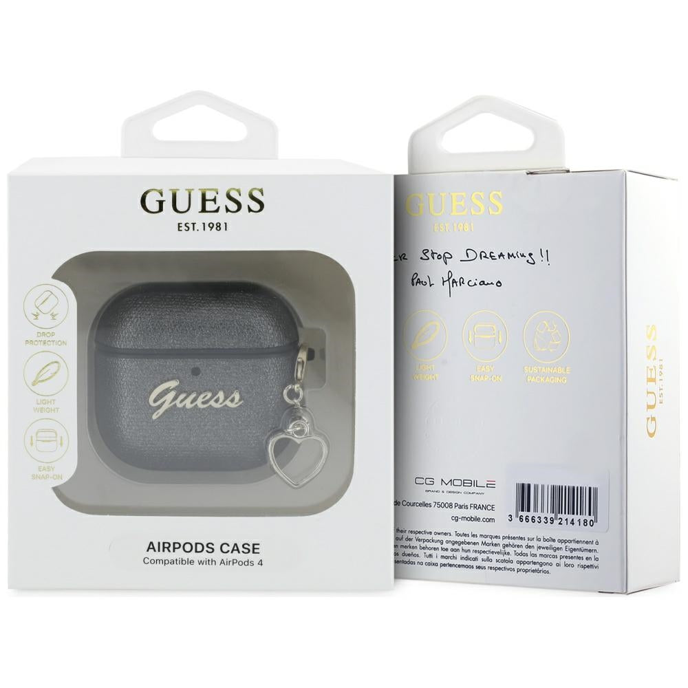 Guess Metallic Script Charm Case for AirPods 4 Black