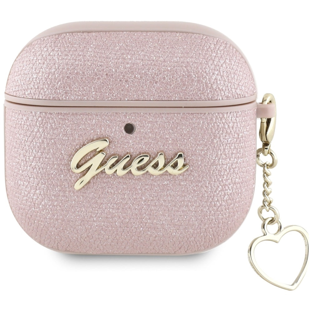 Guess Metallic Script Charm Case for AirPods 4 Pink