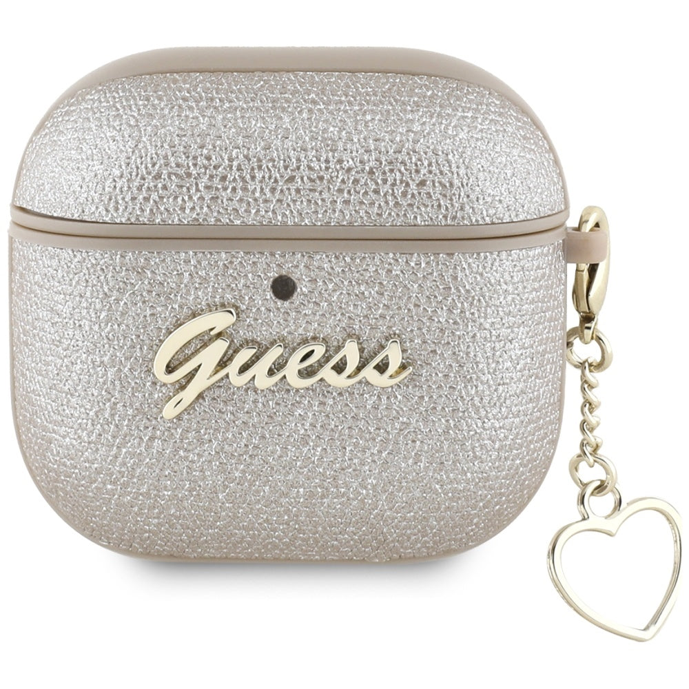 Guess Metallic Script Charm Case for AirPods 4 Gold