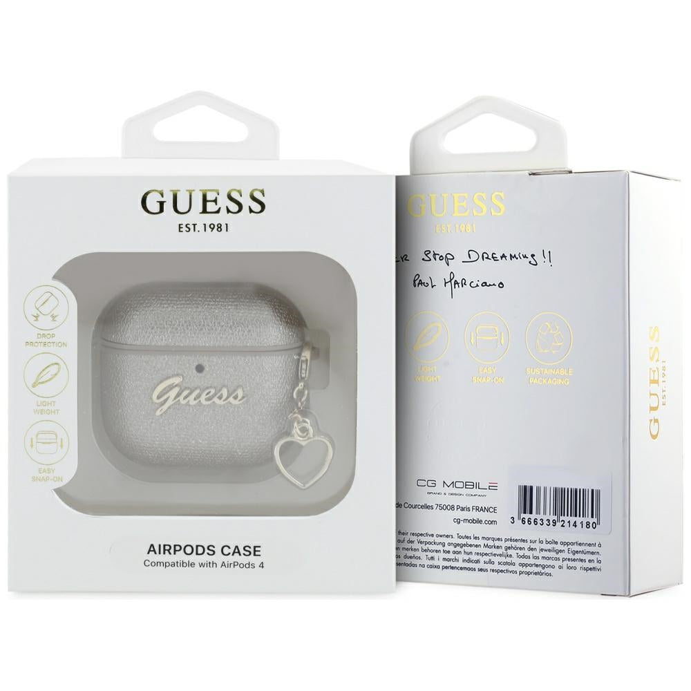Guess Metallic Script Charm Case for AirPods 4 Gold