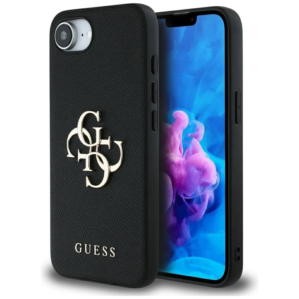Guess GUHCPSE4PGT4MBK Grained Big 4G Logo Small Classic Logo for iPhone 16e black