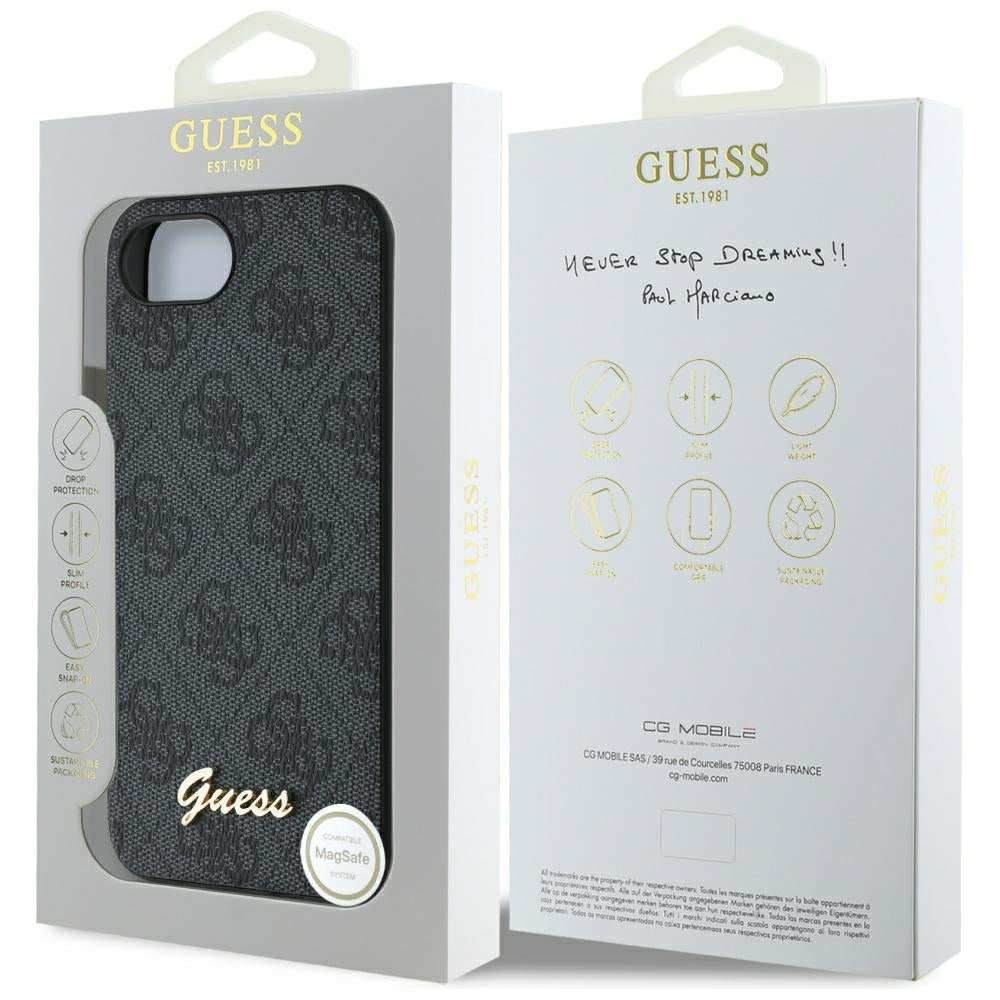 Guess GUHMPSE4HG4SHK iPhone 16e black hardcase 4G Script Logo MagSafe