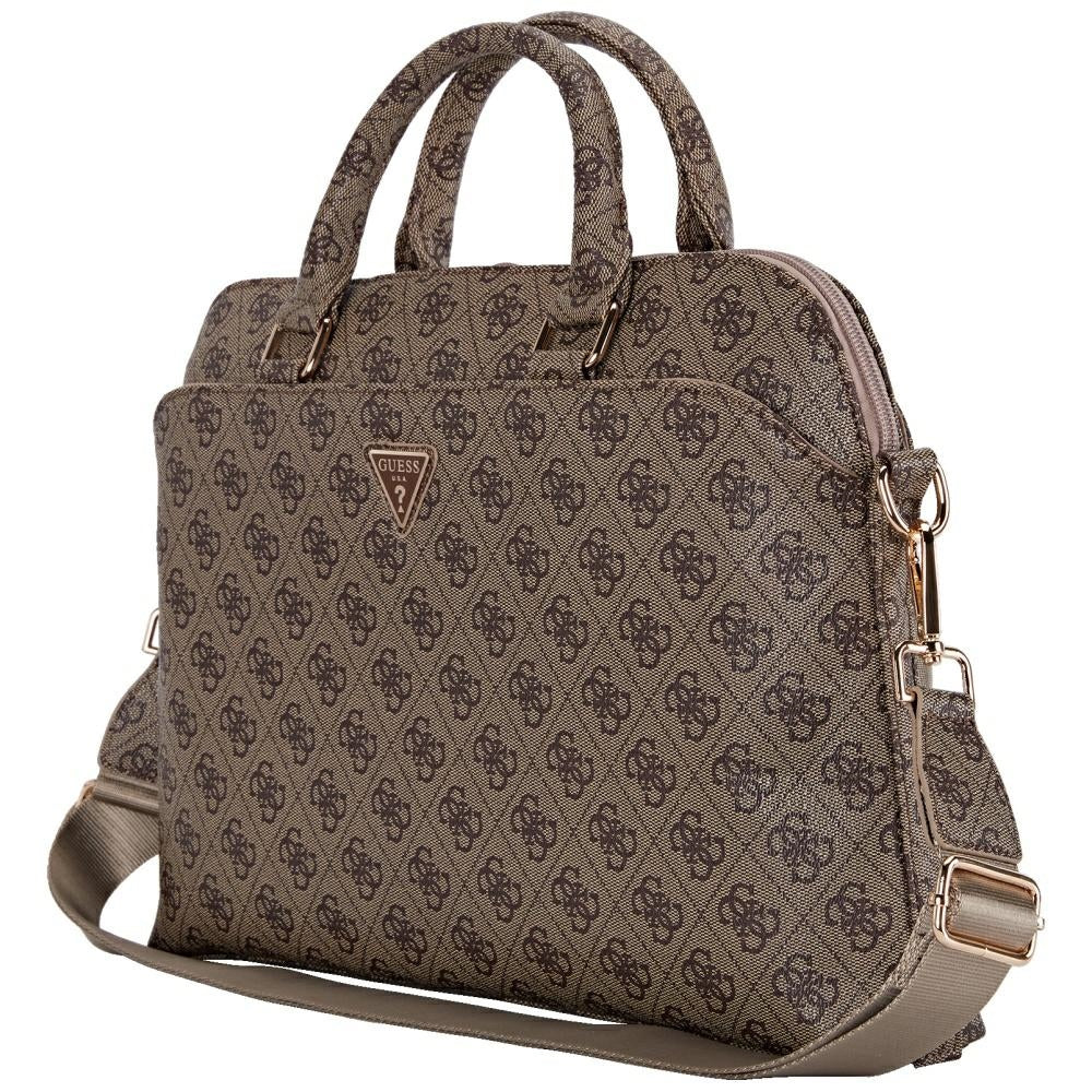 Guess Guess 4G Zipper Pocket Triangle Logo 15" brown