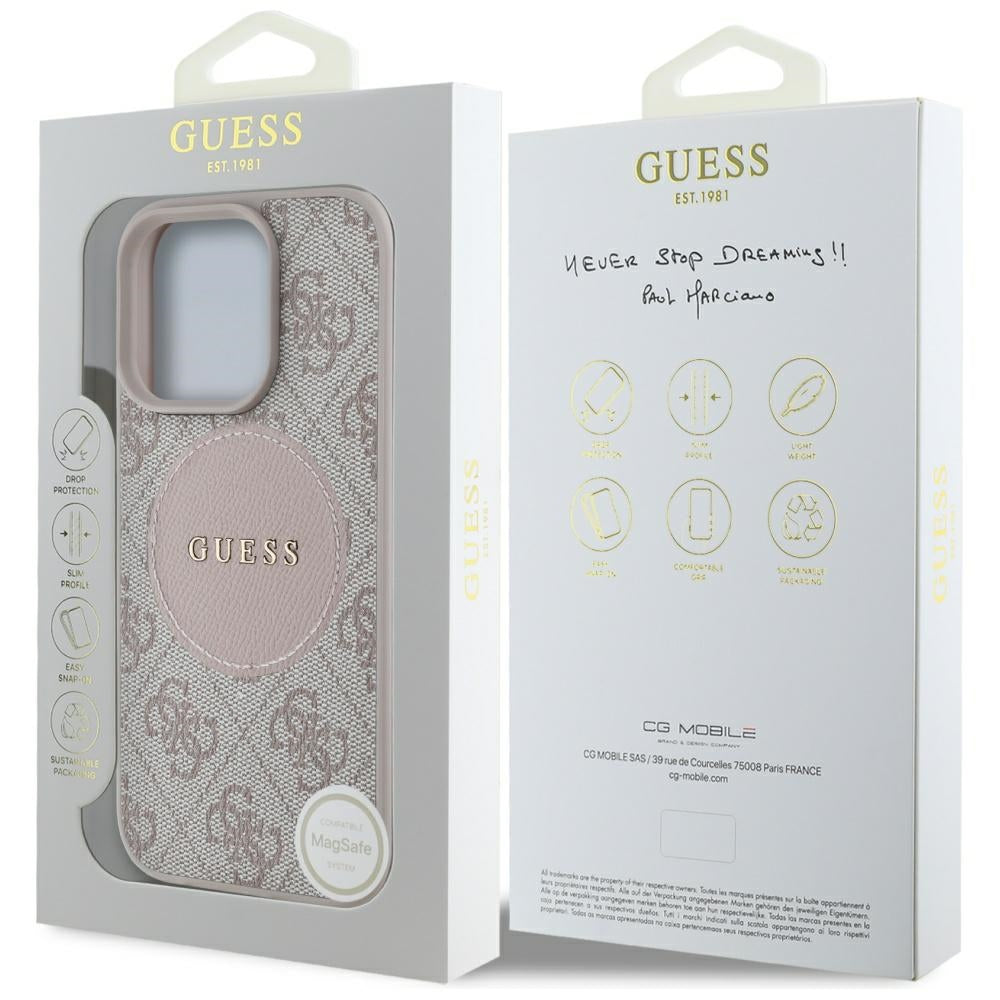 Guess GUHMP16LP4PGRSGP 4G Circle Classic Logo MagSafe for iPhone 16 Pro pink