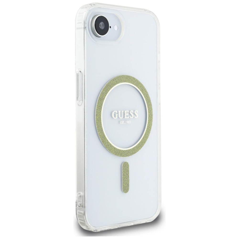 Guess GUHMPSE4HFGERET IML Glitter Circle MagSafe for iPhone 16e transparent