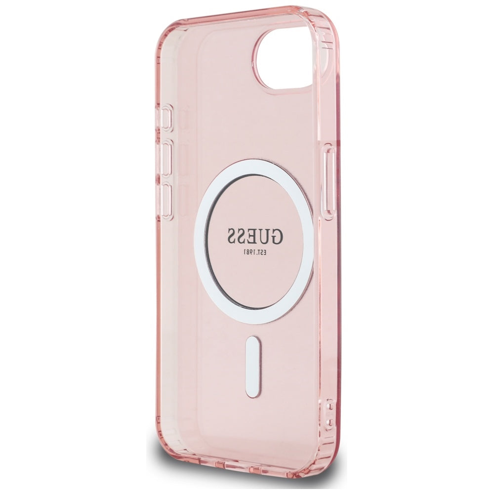 Guess GUHMPSE4HFGEREP IML Glitter Circle MagSafe for iPhone 16e Pink