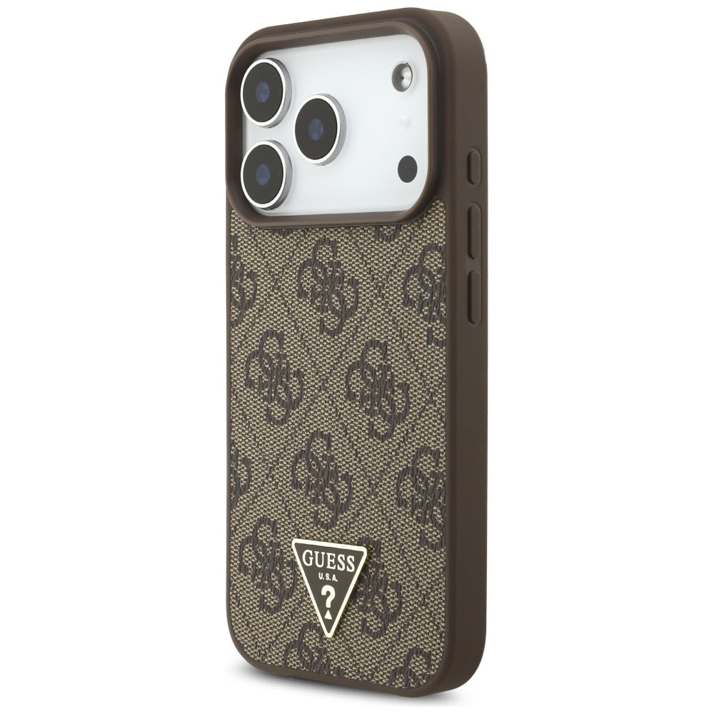 Guess GUHMP17LP4TSDPPSW 4G Strap Triangle Logo MagSafe case for iPhone 17 Pro brown