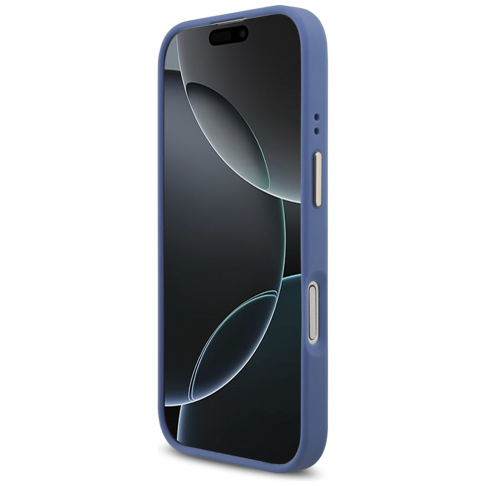 GUESS GUHMP17SP4GRMDEB Hardcase MagSafe PU W/ 4G PU Strass Logo Blue for iPhone 17