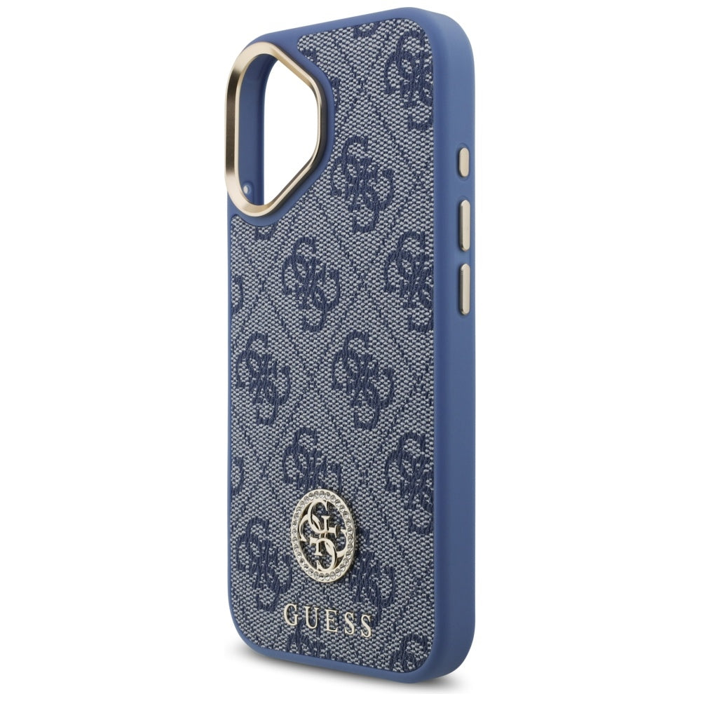 GUESS GUHMP17SP4GRMDEB Hardcase MagSafe PU W/ 4G PU Strass Logo Blue for iPhone 17