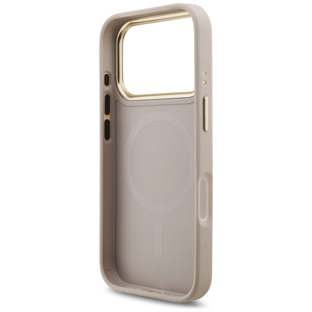 GUESS GUHMP17LPG4SEMCP HardCase MagSafe PU W/ 4G PU Stripe Pink iPhone 17 Pro