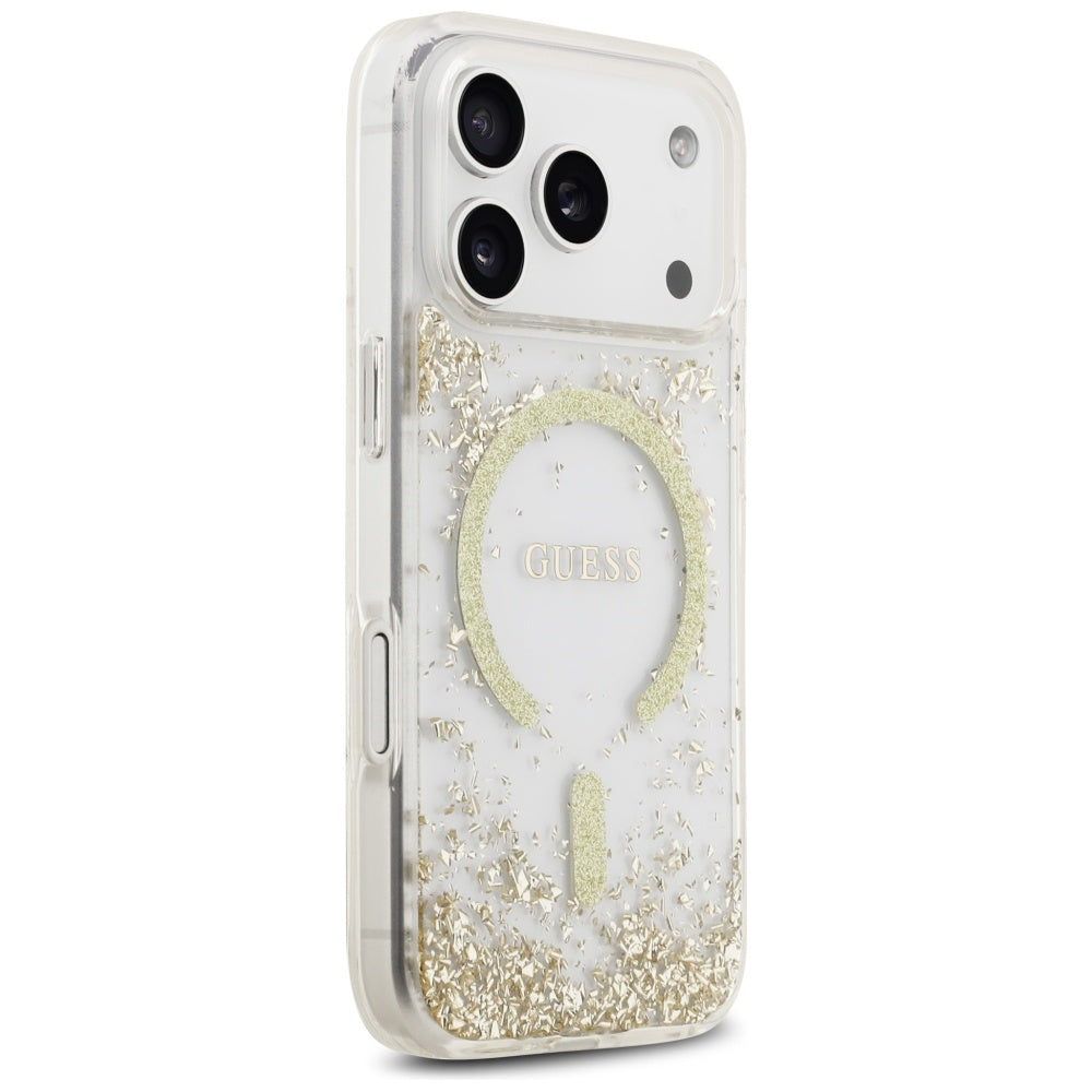 GUESS GUHMP17LRGRGED HardCase MagSafe Resin Bottom Glitter Gold iPhone 17 Pro