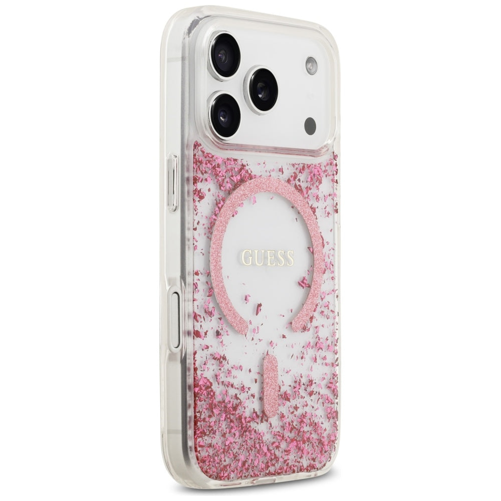 GUESS GUHMP17LRGRGEP HardCase MagSafe Resin Bottom Glitter Pink iPhone 17 Pro
