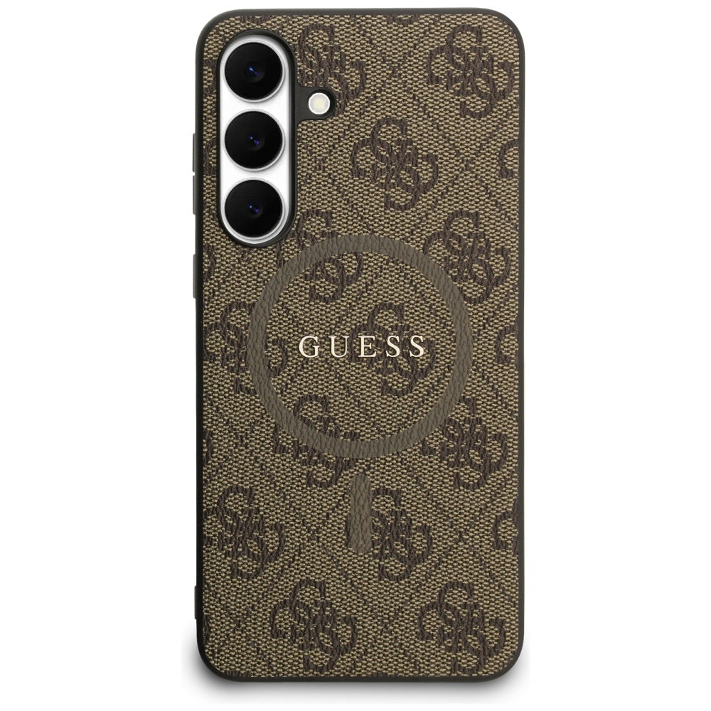 Guess GUHMS25FEG4GFRW S25 FE Brown hardcase 4G Ring Classic Logo MagSafe