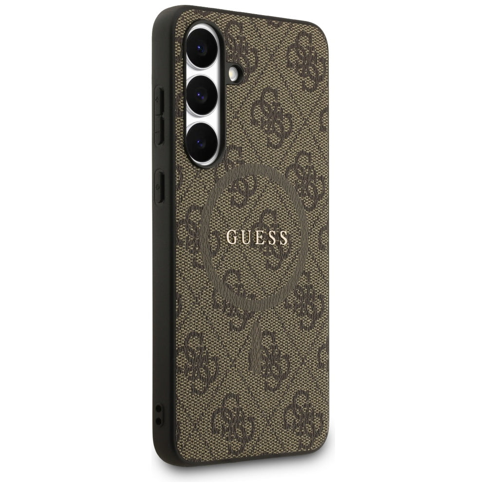 Guess GUHMS25FEG4GFRW S25 FE Brown hardcase 4G Ring Classic Logo MagSafe