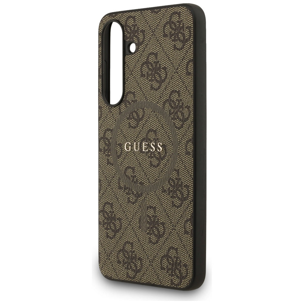 Guess GUHMS25FEG4GFRW S25 FE Brown hardcase 4G Ring Classic Logo MagSafe