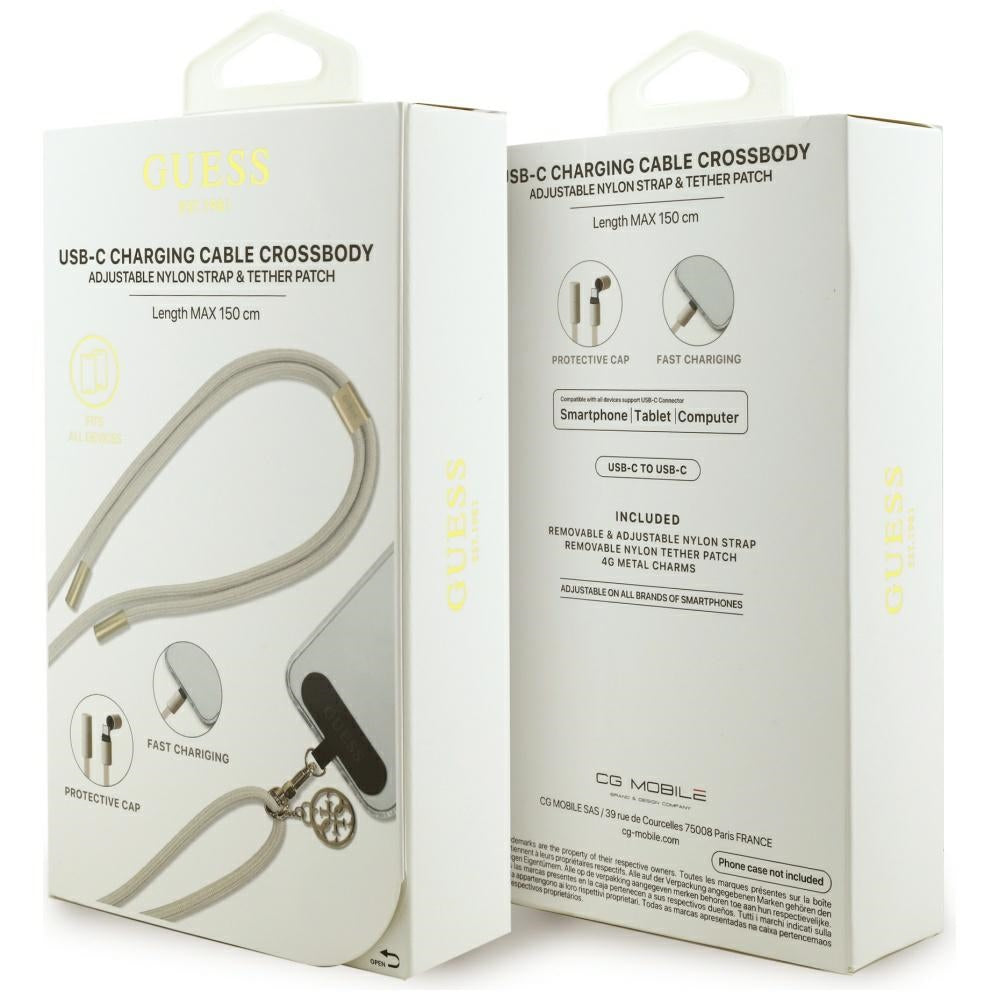 Guess CBDY 4G Charm USB-C/USB-C 150cm beige
