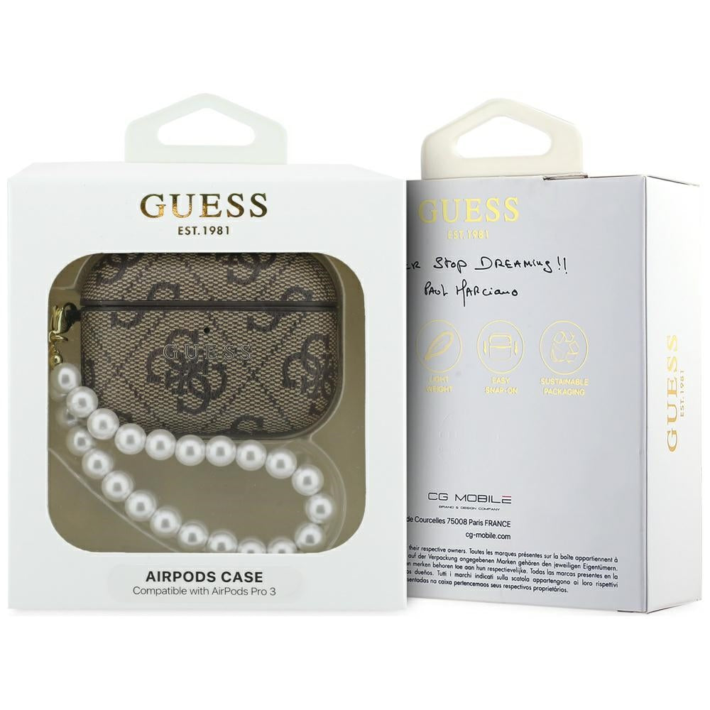 Guess 4G Pearl Strap Case for AirPods Pro 3 brown