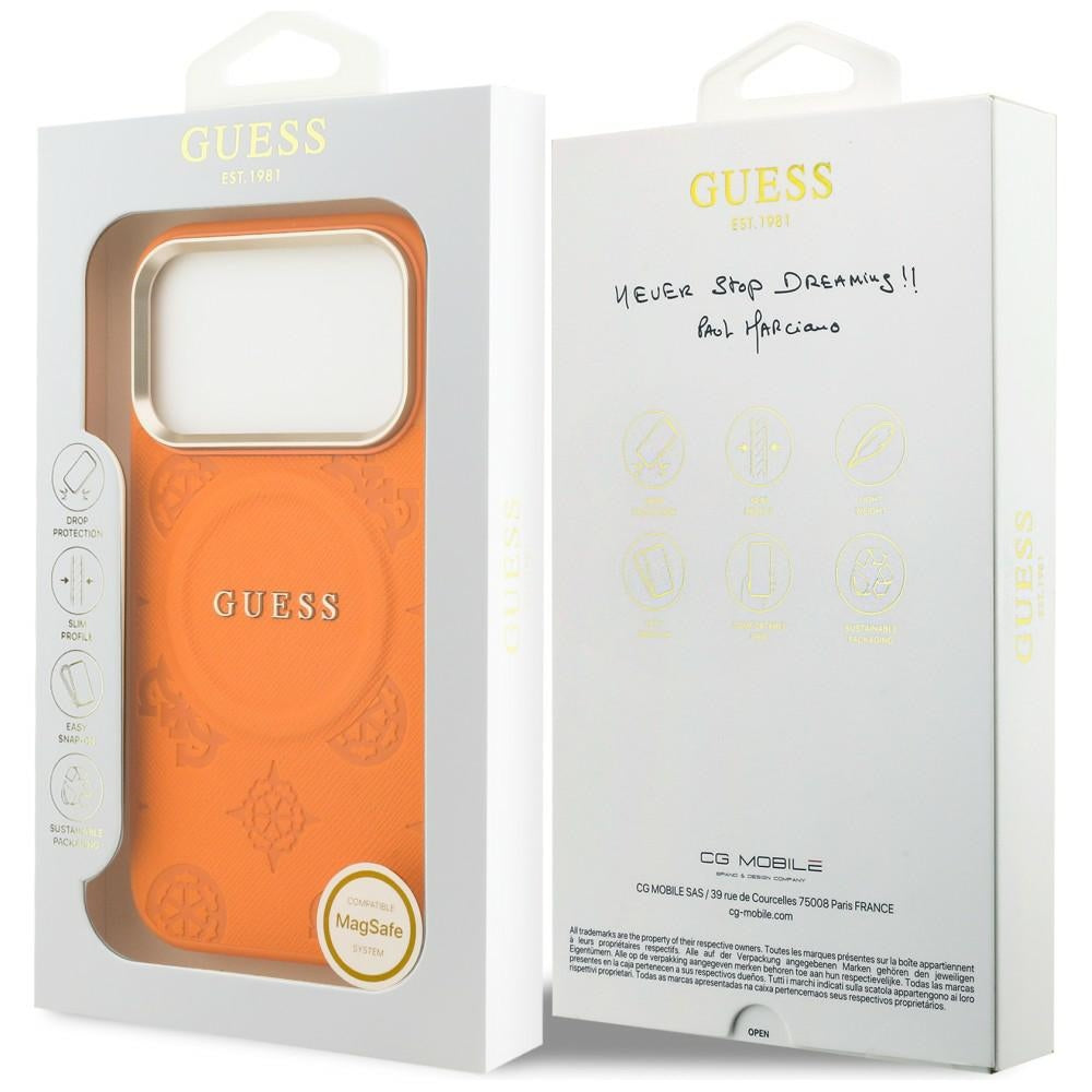 Guess GUHMP17XPSAMSECO Peony Hot Stamp MagSafe for iPhone 17 Pro Max Orange