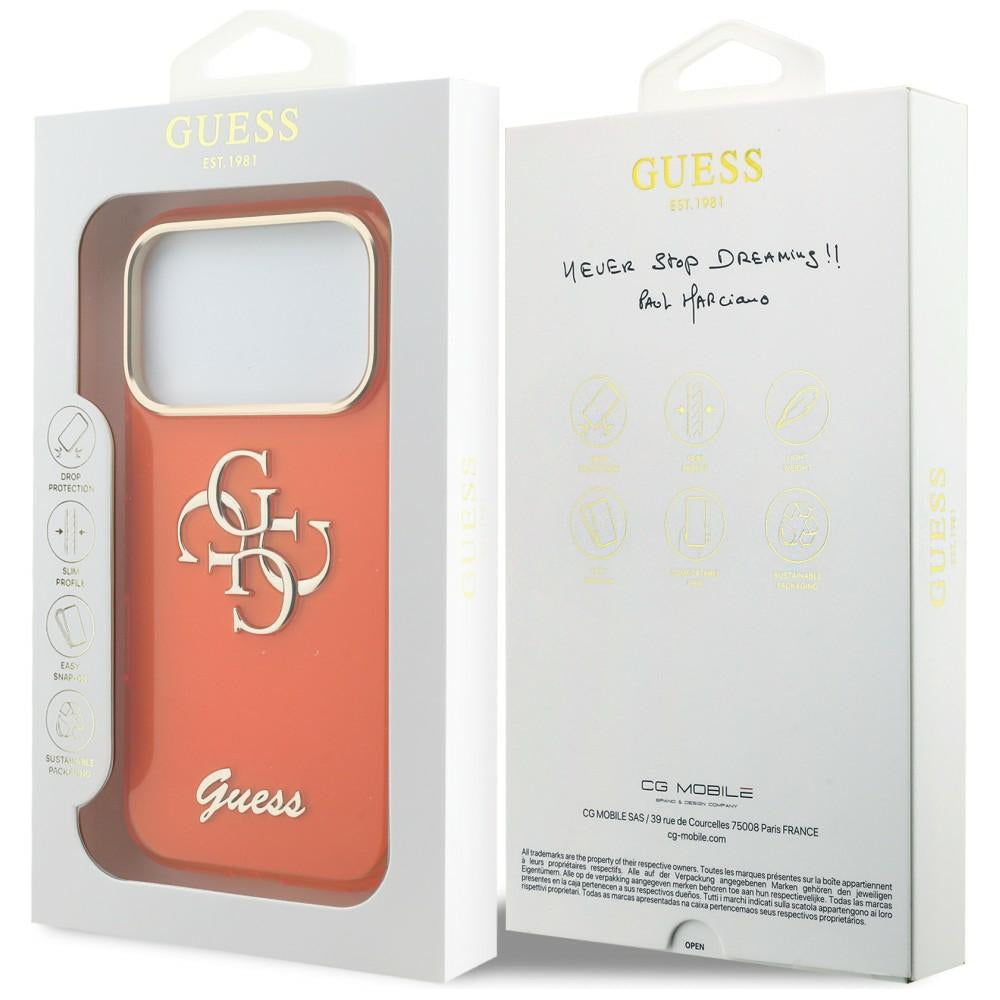 Guess GUHCP17L5HC4MLSO IML 4G Script Metal for iPhone 17 Pro Orange
