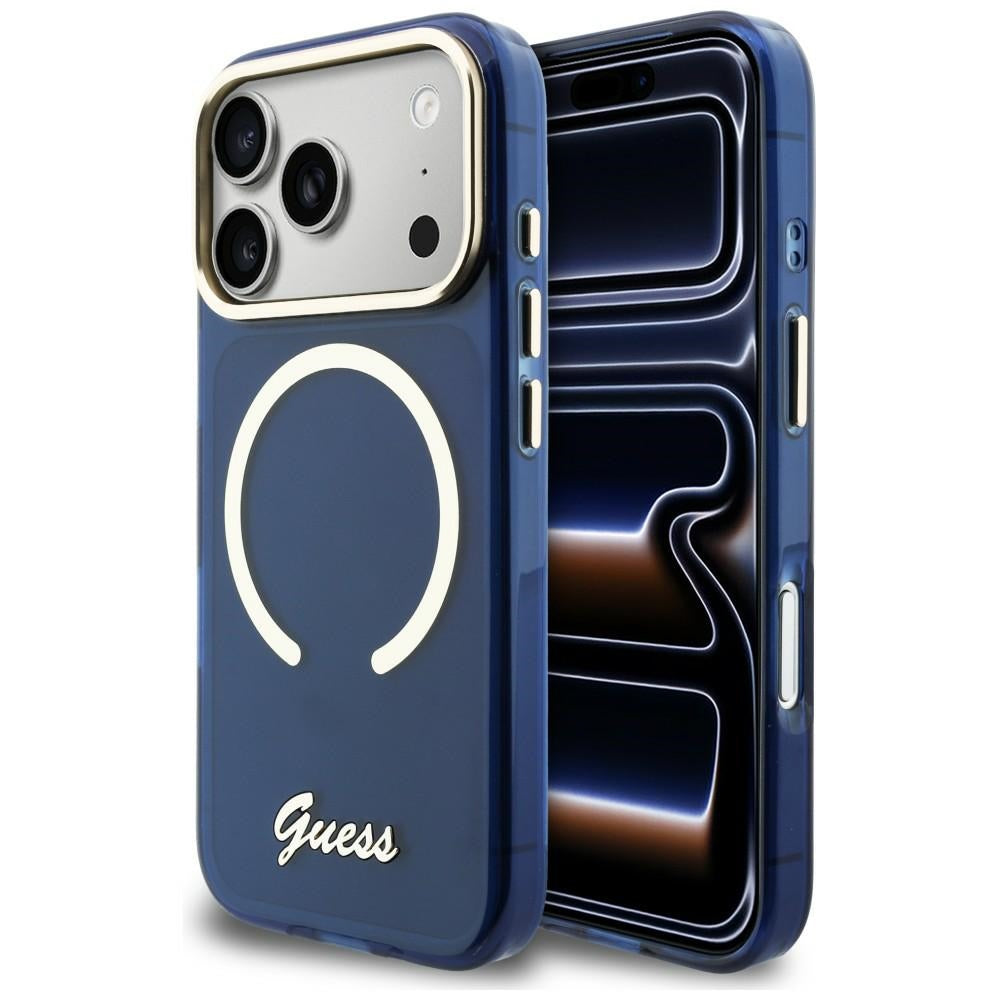 Guess GUHMP17L5HTCSMSB IML Script Metal MagSafe for iPhone 17 Pro Blue