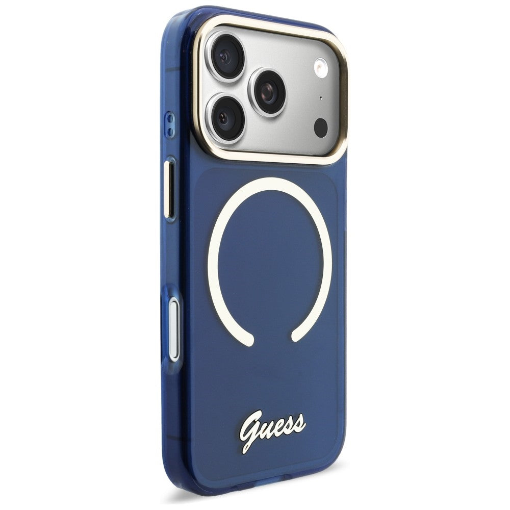 Guess GUHMP17X5HTCSMSB IML Script Metal MagSafe for iPhone 17 Pro Max Blue