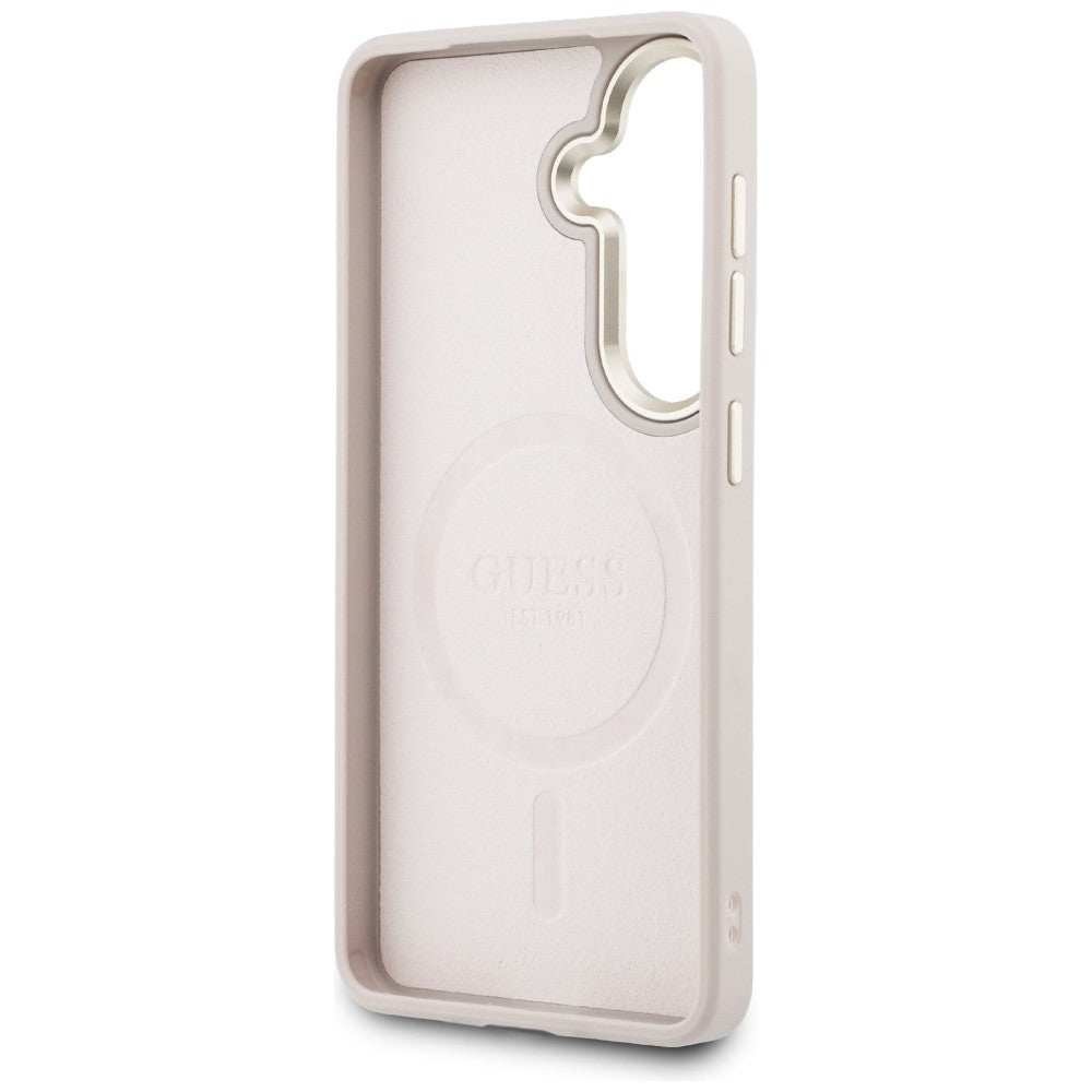 Guess GUHMS26MP4MSEGCP 4G Embossed Ring MagSafe for Samsung Galaxy S26 Plus Pink