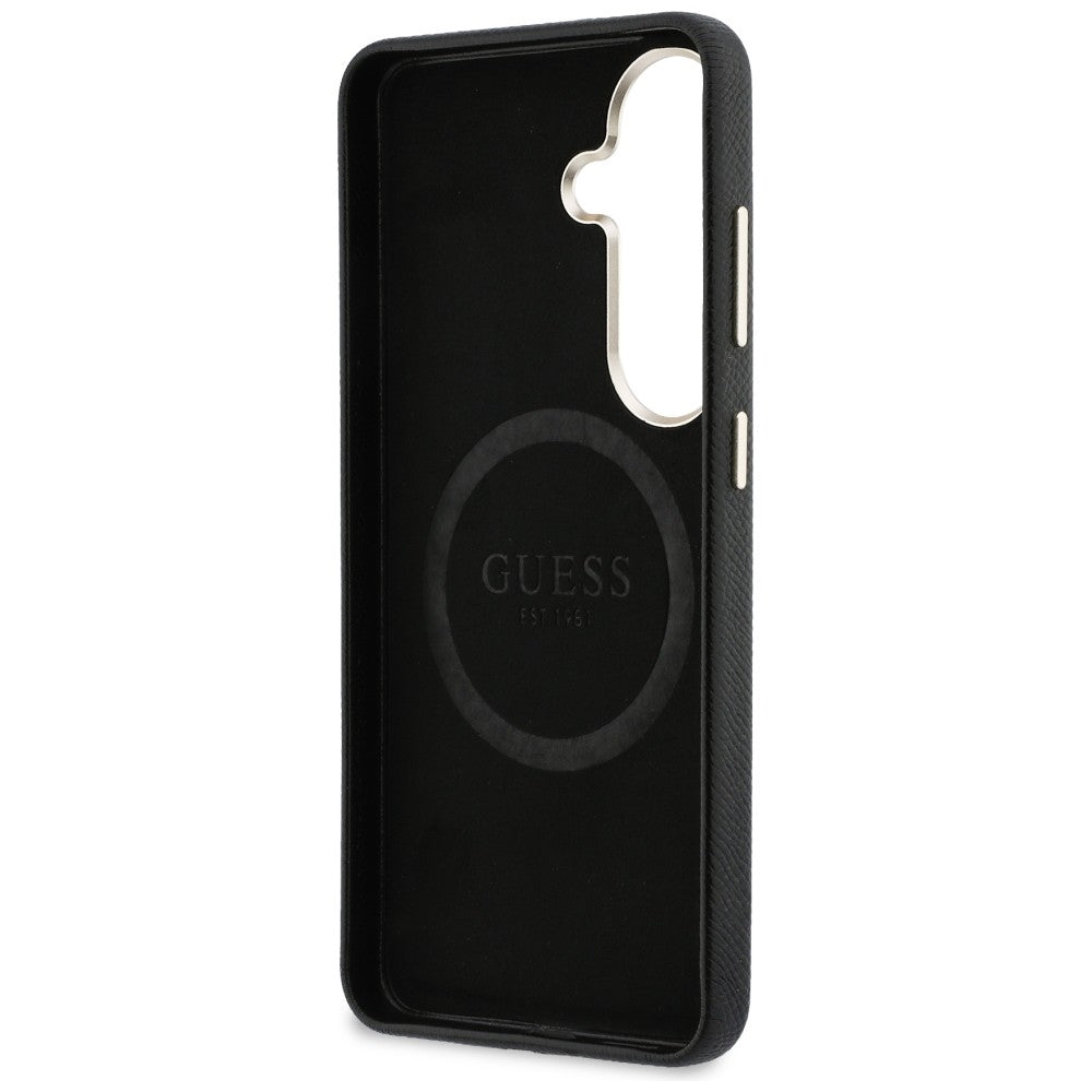 Guess GUHMS26SPGCRMDEK Case Rhinestone Round Logo MagSafe for Samsung Galaxy S26 Black