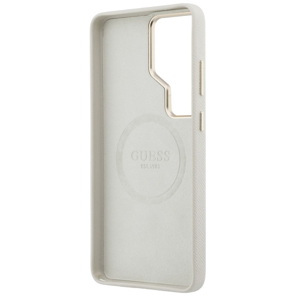 Guess GUHMS26LPGCRMDEE Rhinestone Round Logo MagSafe for Samsung Galaxy S26 Ultra beige