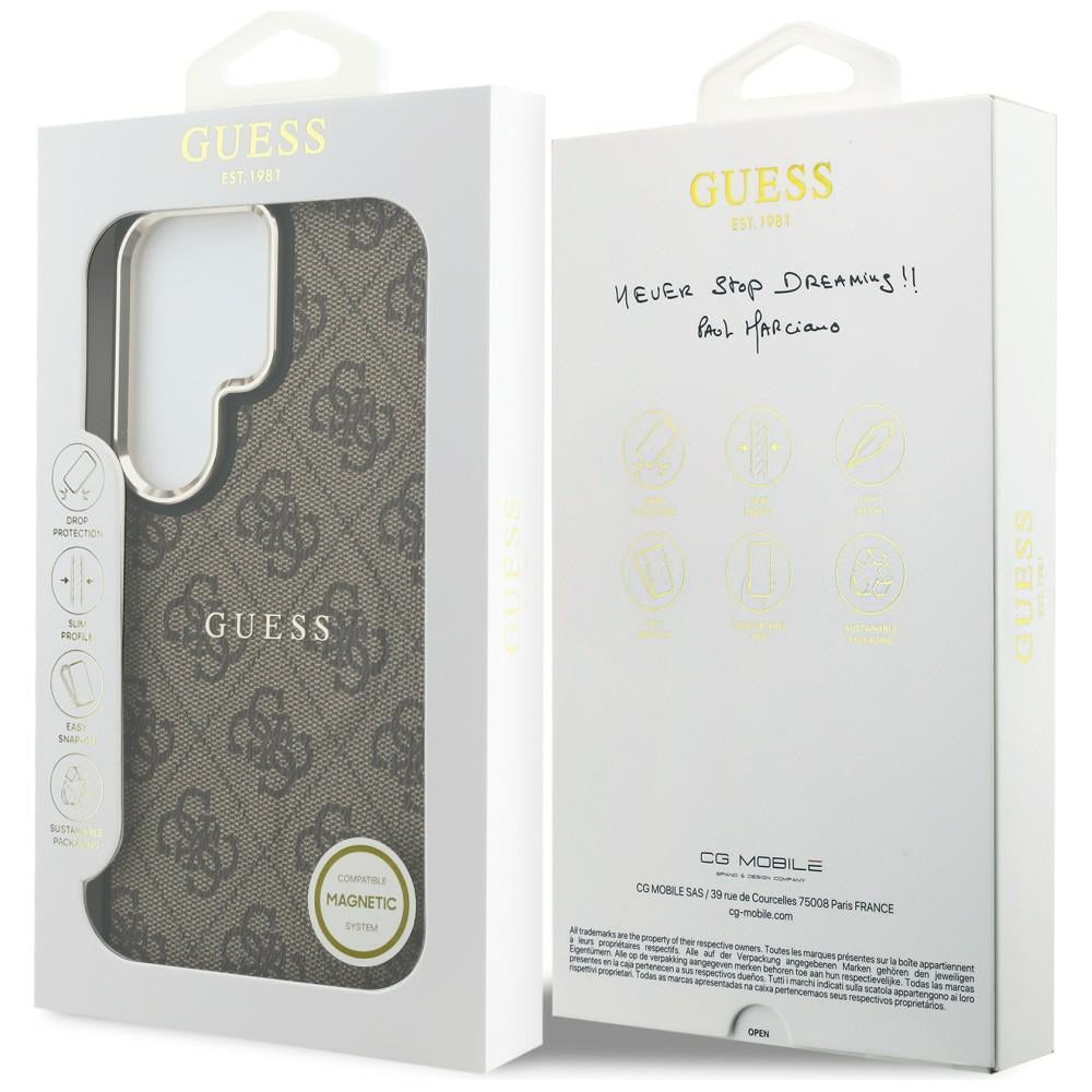 Guess GUHMS26LP4MSEGCW 4G Embossed Ring MagSafe for Samsung Galaxy S26 Ultra Brown