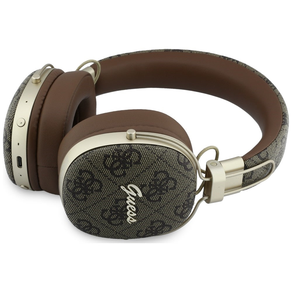 Guess Headphones Guess Bluetooth ENC Metal 4G Script Logo brown