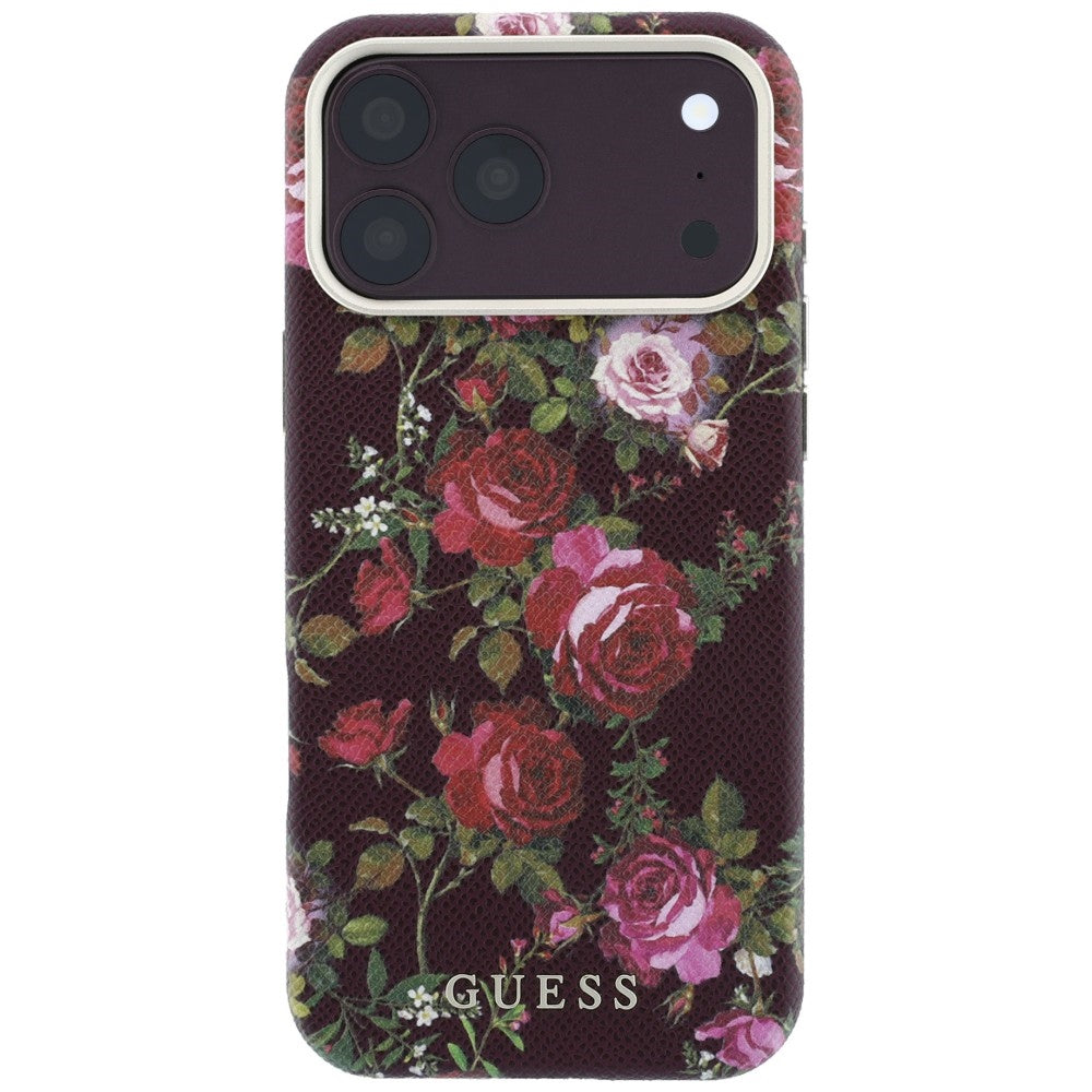 Guess GUHMP18L6PWGTBEU Blossom Roses Print MagSafe for iPhone 18 Pro / 17 Pro burgundy