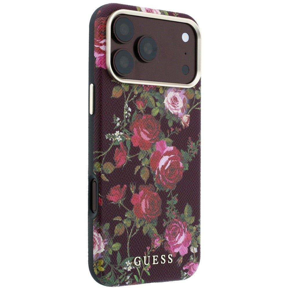 Guess GUHMP18L6PWGTBEU Blossom Roses Print MagSafe for iPhone 18 Pro / 17 Pro burgundy
