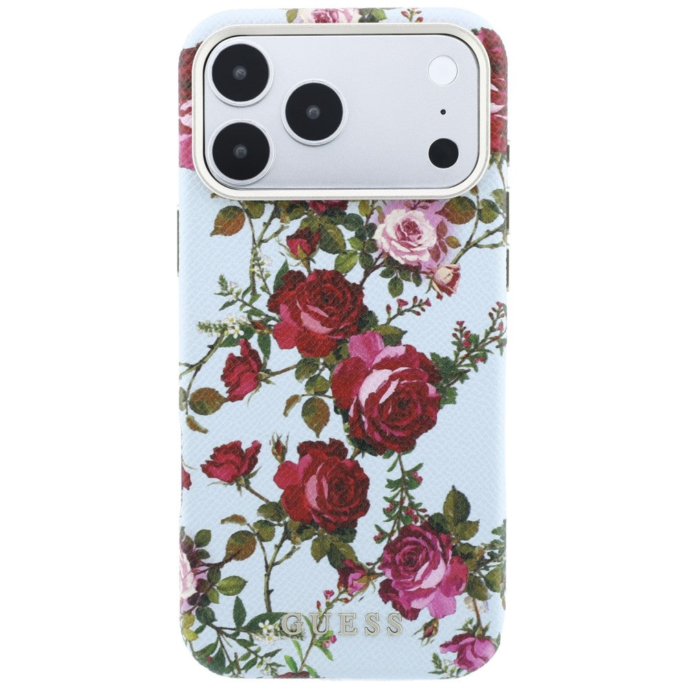 Guess GUHMP18L6PWGTBEB Blossom Roses Print MagSafe for iPhone 18 Pro / 17 Pro blue