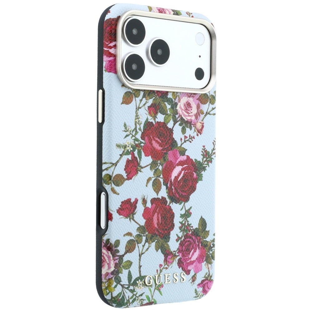 Guess GUHMP18L6PWGTBEB Blossom Roses Print MagSafe for iPhone 18 Pro / 17 Pro blue