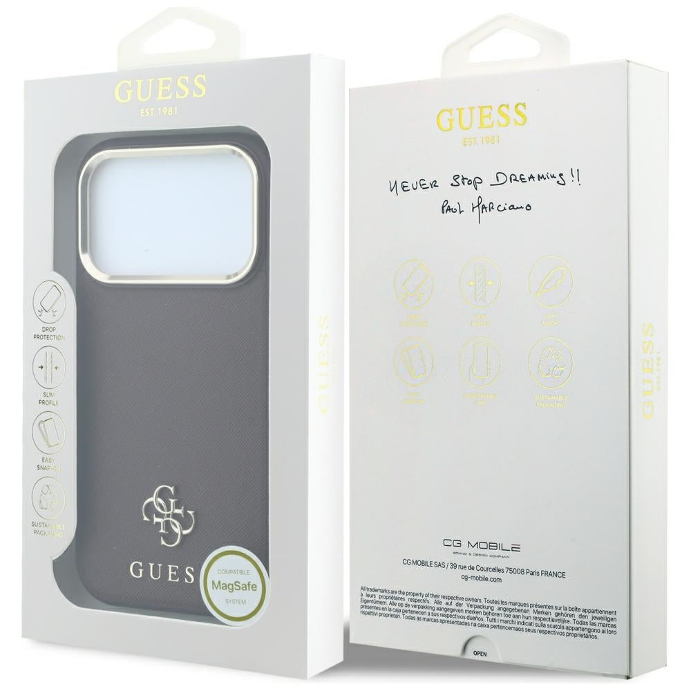 Guess GUHMP18X6PSA4DMU Saffiano Small 4G & Classic Logo MagSafe for iPhone 18 Pro Max / 17 Pro Max burgundy
