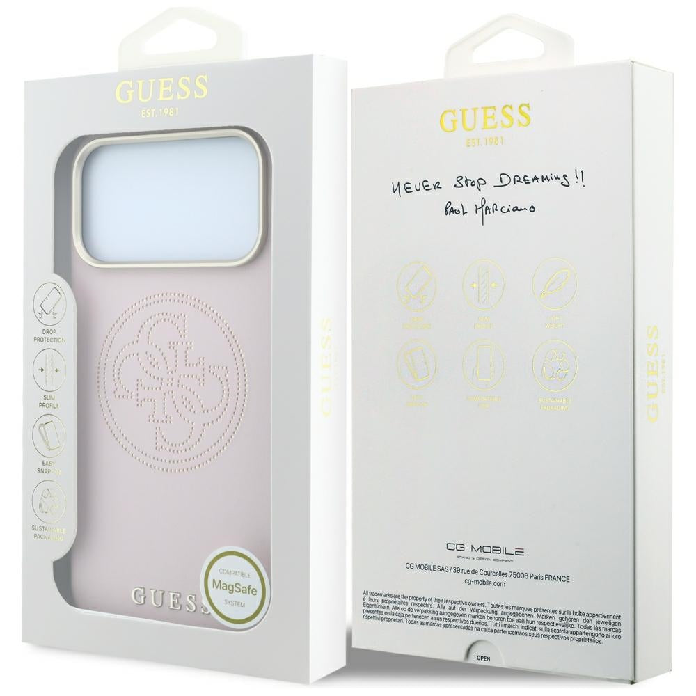 Guess GUHMP18L6PS4SRGP Perforated 4G Gold Logo Magsafe for iPhone 18 Pro / 17 Pro Pink