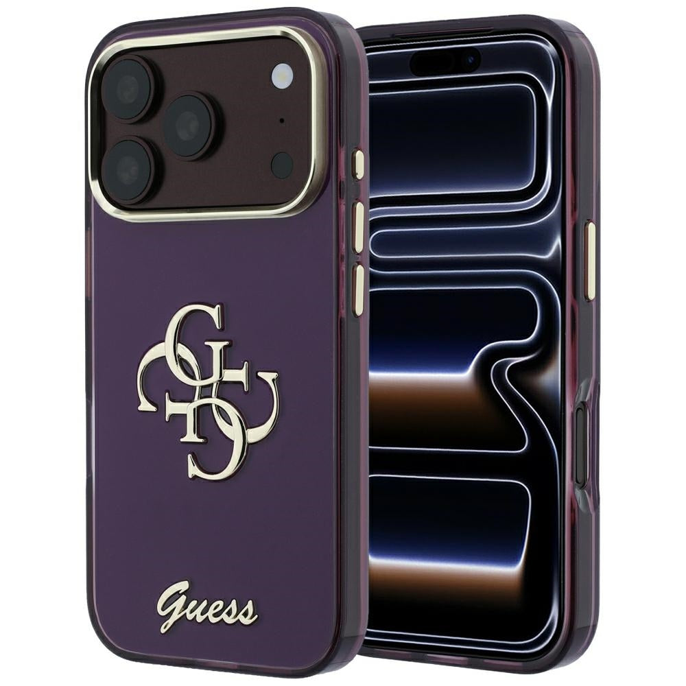 Guess GUHCP18X5HC4MLSU IML 4G Script Metal Case for iPhone 18 Pro Max / 17 Pro Max Burgundy