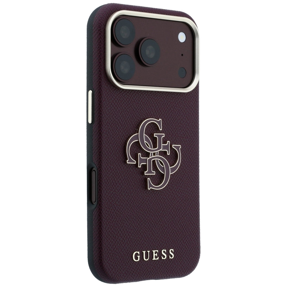 Guess GUHCP18L6PSS4RGU Grained & Big Resin Logo Case for iPhone 18 Pro / 17 Pro Burgundy