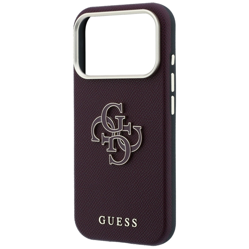 Guess GUHCP18L6PSS4RGU Grained & Big Resin Logo Case for iPhone 18 Pro / 17 Pro Burgundy