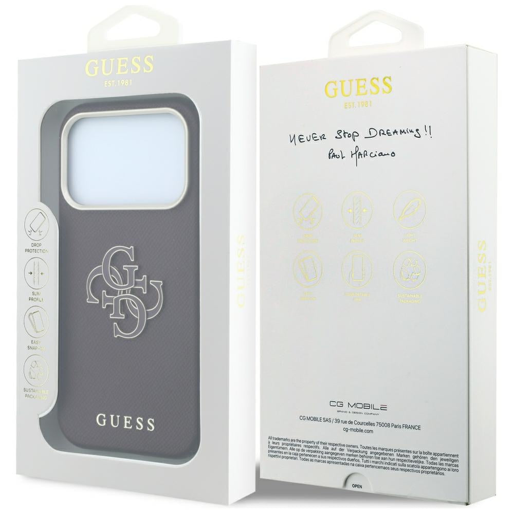 Guess GUHCP18L6PSS4RGU Grained & Big Resin Logo Case for iPhone 18 Pro / 17 Pro Burgundy