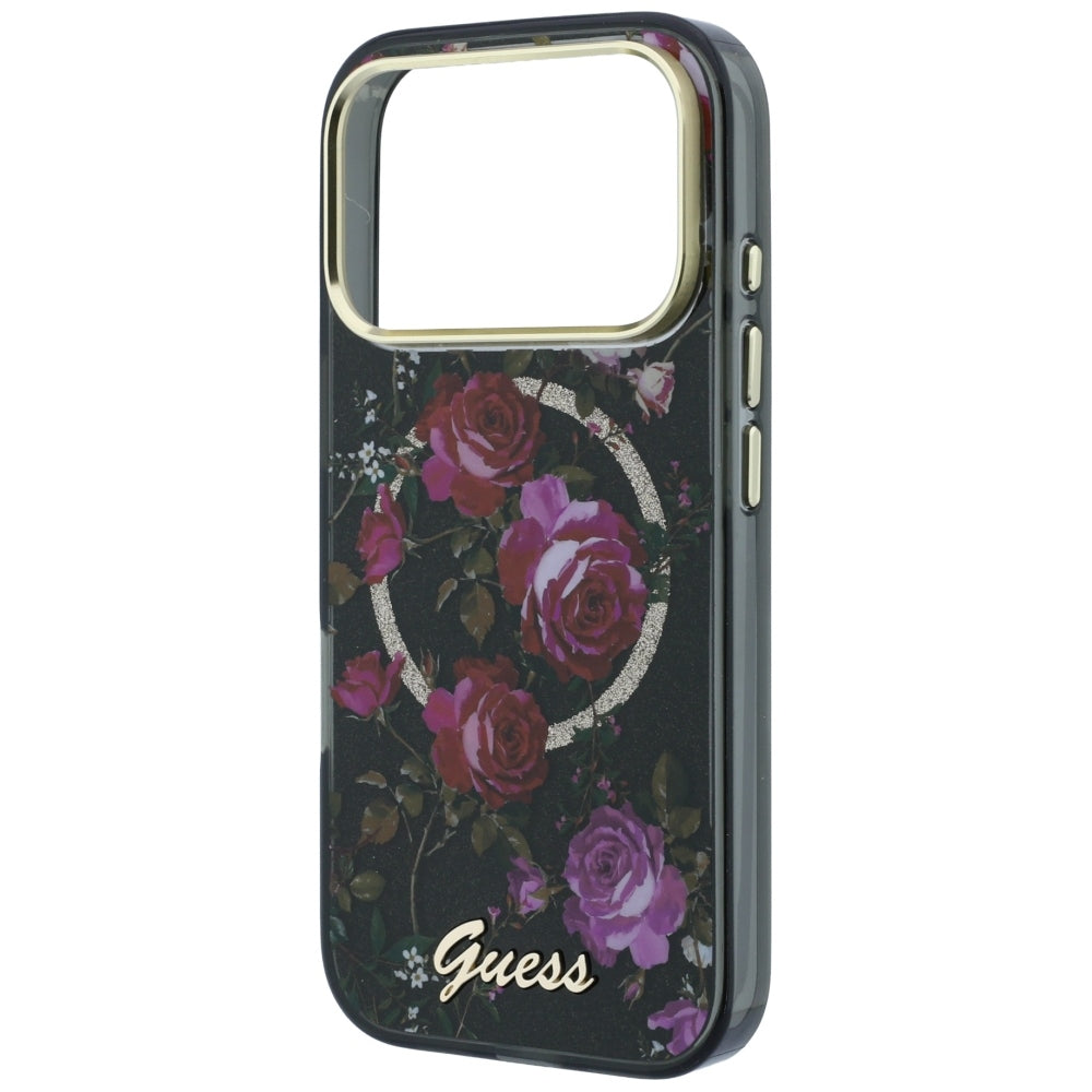 Guess GUHMP18X6HTBGSLK IML Glitter Blossom Roses MagSafe for iPhone 18 Pro Max / 17 Pro Max black