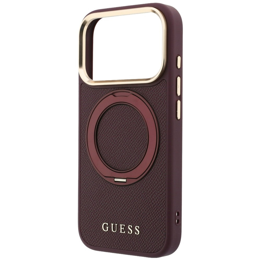 Guess Ring Stand 360 Grained Classic Logo MagSafe Case for iPhone 18 Pro Max / 17 Pro Max Burgundy