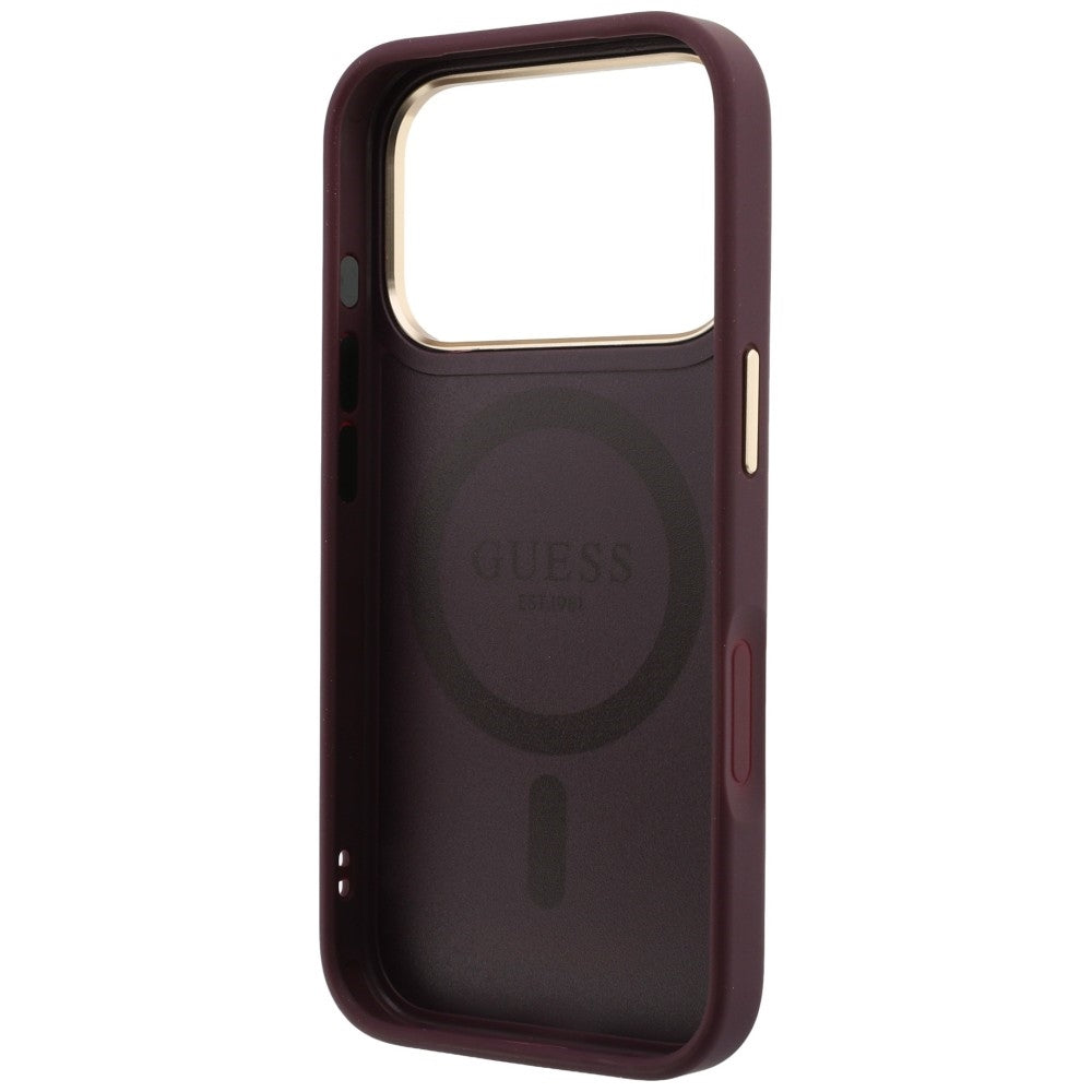 Guess Ring Stand 360 Grained Classic Logo MagSafe Case for iPhone 18 Pro Max / 17 Pro Max Burgundy