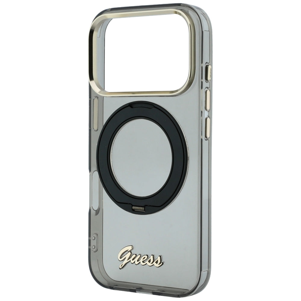 Guess GUHMP18X6HCCMSK IML Ring Stand 360 Script Metal Logo MagSafe for iPhone 18 Pro Max / 17 Pro Max Black