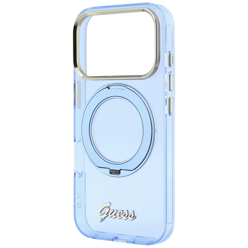 Guess GUHMP18X6HCCMSB IML Ring Stand 360 Script Metal Logo MagSafe for iPhone 18 Pro Max / 17 Pro Max Light Blue