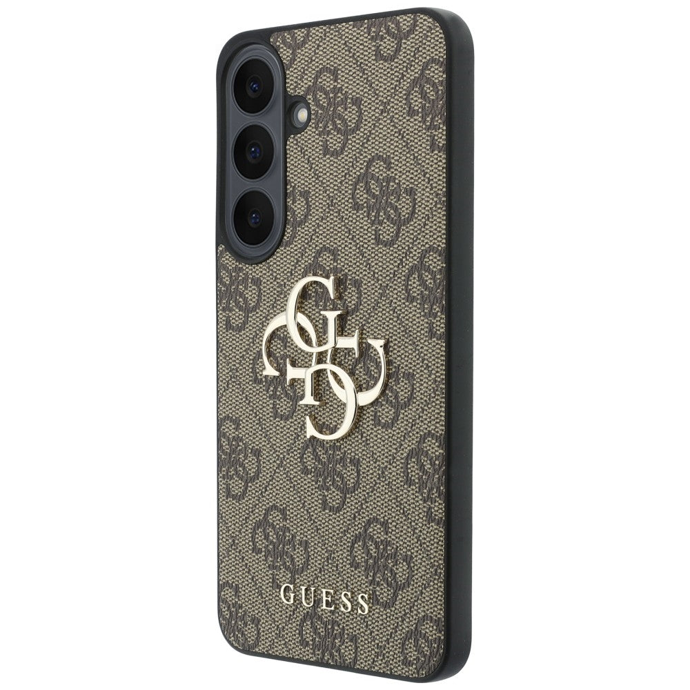 Guess GUHCS26FE4GMGBR Leather 4G Metal Logo Case for Samsung Galaxy S26 FE Brown