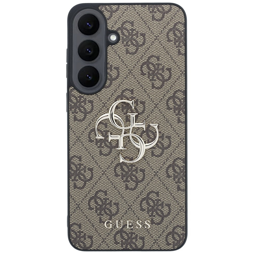 Guess GUHCS26FE4GMGBR Leather 4G Metal Logo Case for Samsung Galaxy S26 FE Brown